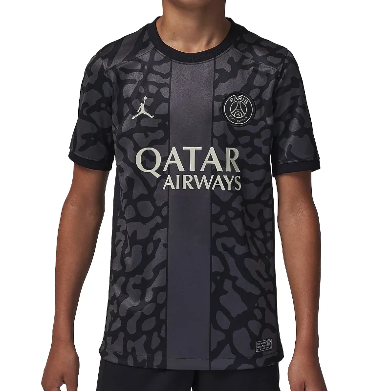 Football Jersey for New Players-Nike Kids PSG 2023/24 Third Jersey Black/Stone