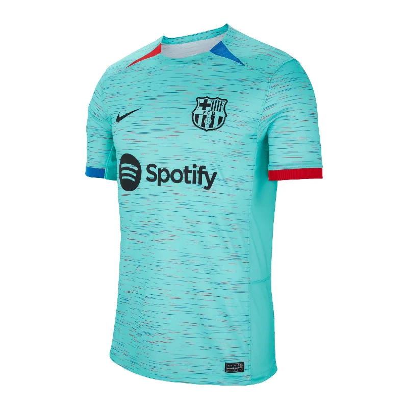 Football Jersey for College Students-Nike Men's FC Barcelona 2023/24 Third Jersey Light Aqua/Black