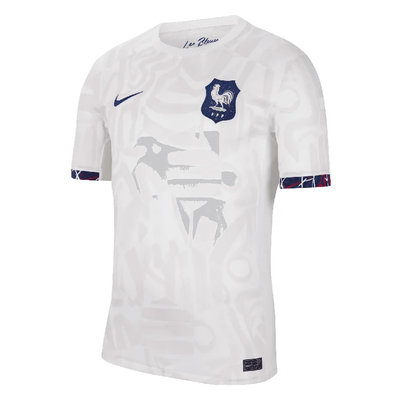 Football Jersey for College Players-Nike Men's France 2023/24 Away Jersey White/Blue