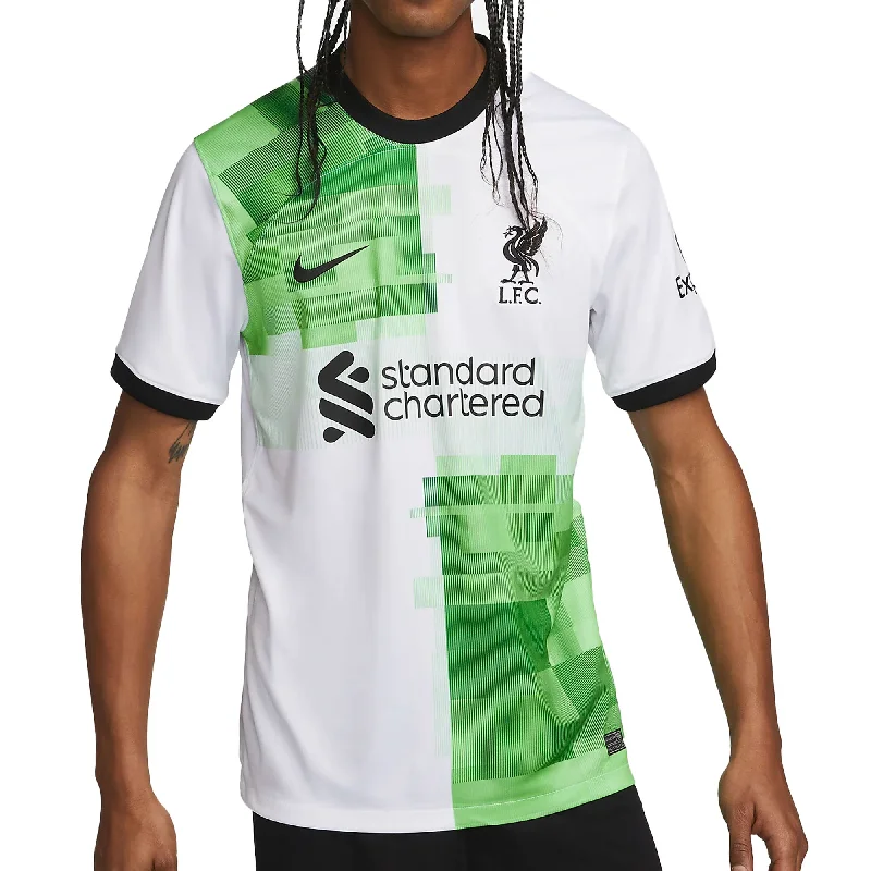 Football Jersey for College Students-Nike Men's Liverpool 2023/24 Away Jersey White/Green