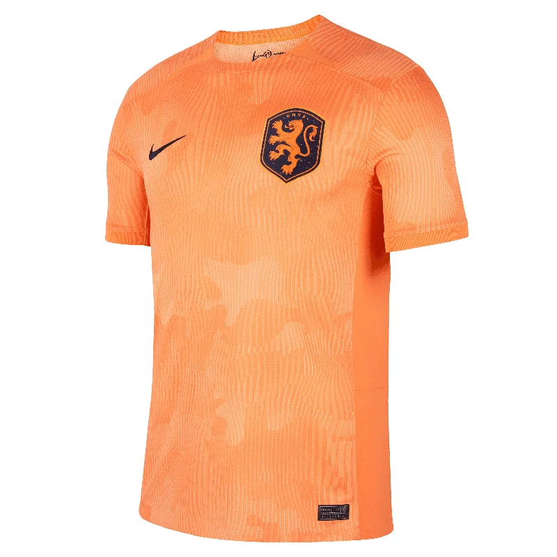 Football Jersey with Embellished Logos-Nike Men's Netherlands 2023/24 Home Jersey Orange/Black