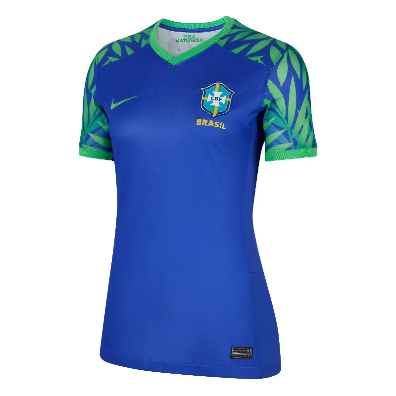 Football Jersey for Practice Games-Nike Women's Brazil 2023/24 Away Jersey Blue/Green