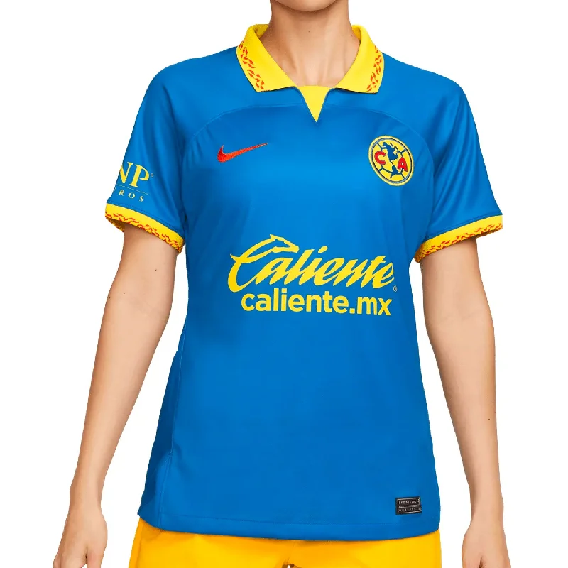 Football Jersey with Full Sleeves-Nike Women's Club America 2023/24 Away Jersey Blue/Yellow