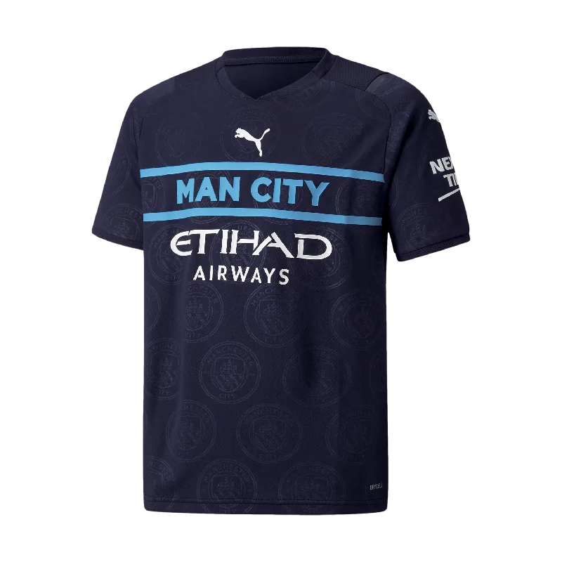 Football Jersey with Cool Color Scheme-Puma Manchester City 21/22 Sponsor Youth Third Jersey