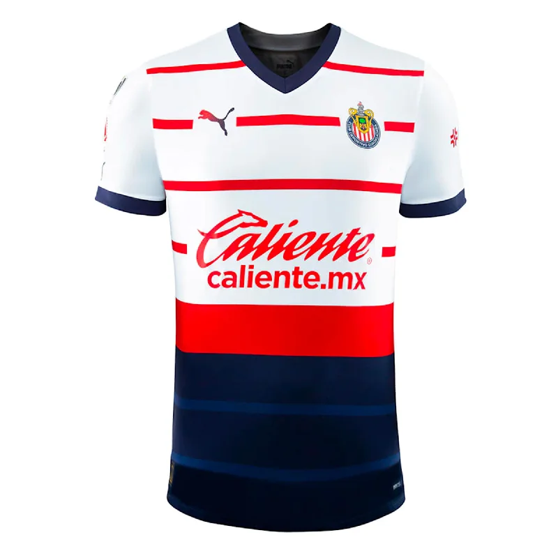 Football Jersey with Button Front-PUMA Men's Chivas De Guadalajara 2023/24 Authentic Away Jersey White/Red