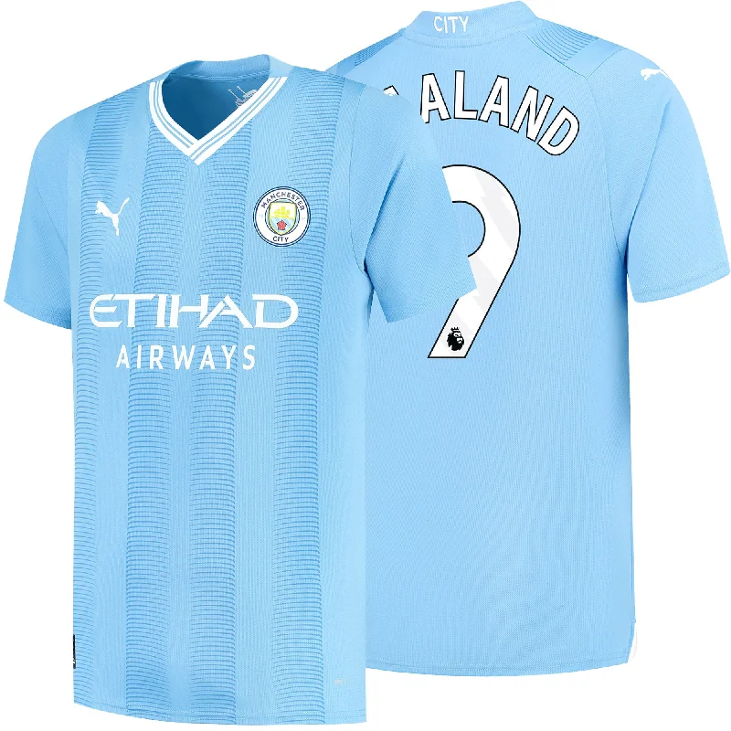 Football Jersey for Family Games-PUMA Men's Manchester City 2023/24 Home Jersey w/ Haaland #9 Printing