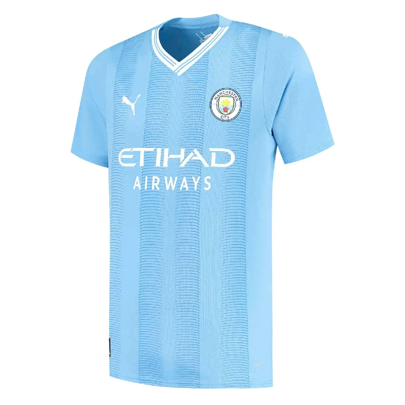 Football Jersey with Cool Print Design-PUMA Men's Manchester City 2023/24 Home Jersey Light Blue/White