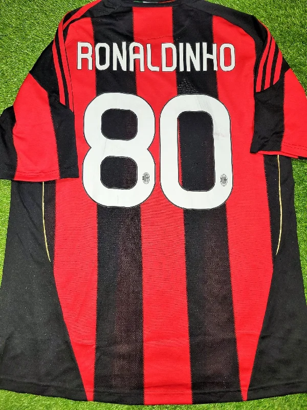 Football Jersey with Custom Patterns-Ronaldinho AC Milan Adidas 2010 2011 Home Jersey Shirt Camiseta Maglia XL SKU# P96288