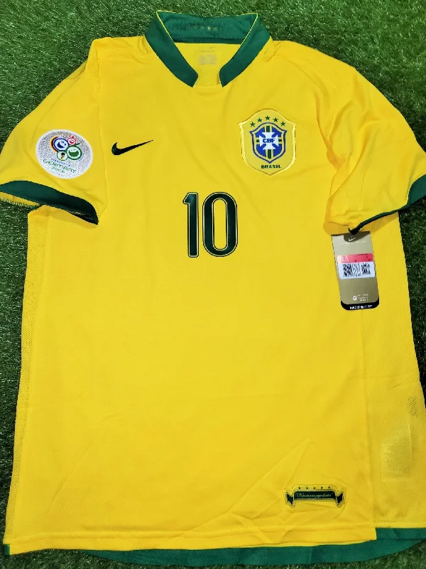 Football Jersey for Club Events-Ronaldinho Brazil 2006 World Cup Home Soccer Jersey Shirt Camiseta BNWT L SKU# 103889