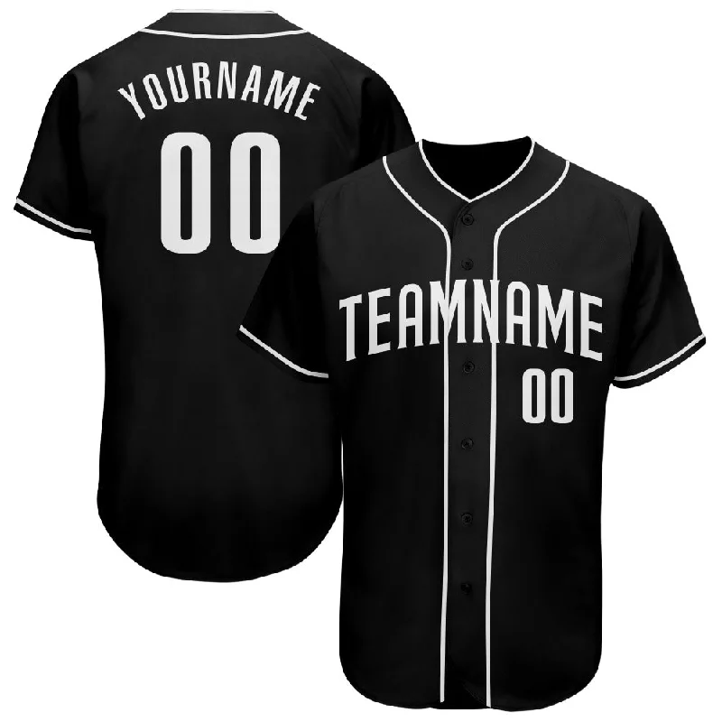 Baseball Jersey with Cool Designs-Custom Black White Authentic Baseball Jersey