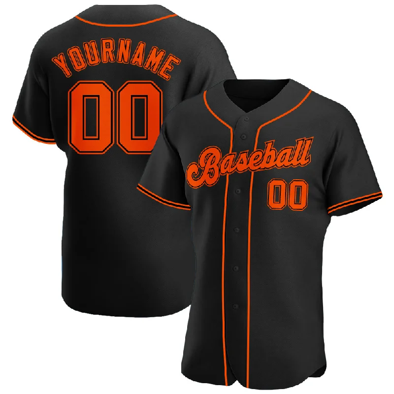 Baseball Jersey Blank-Custom Black Orange-Black Authentic Baseball Jersey