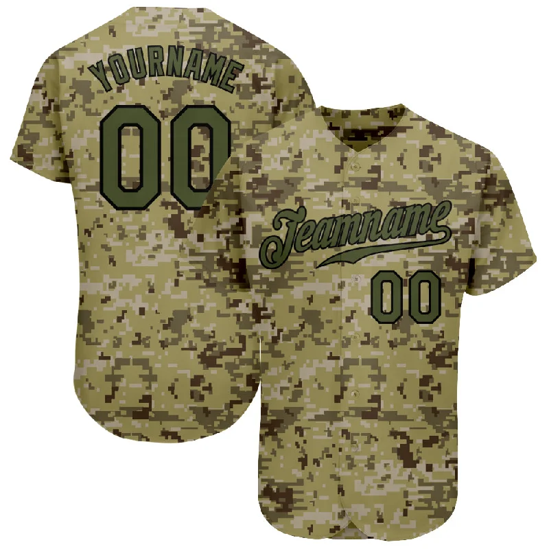 Baseball Jersey for Group Orders-Custom Camo Olive-Black Authentic Salute To Service Baseball Jersey