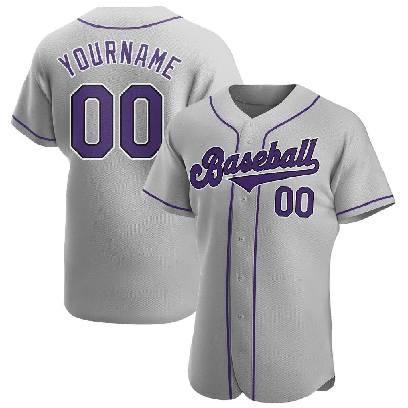 Baseball Jersey for Baseball Fans Club-Custom Gray Purple-Black Authentic Baseball Jersey