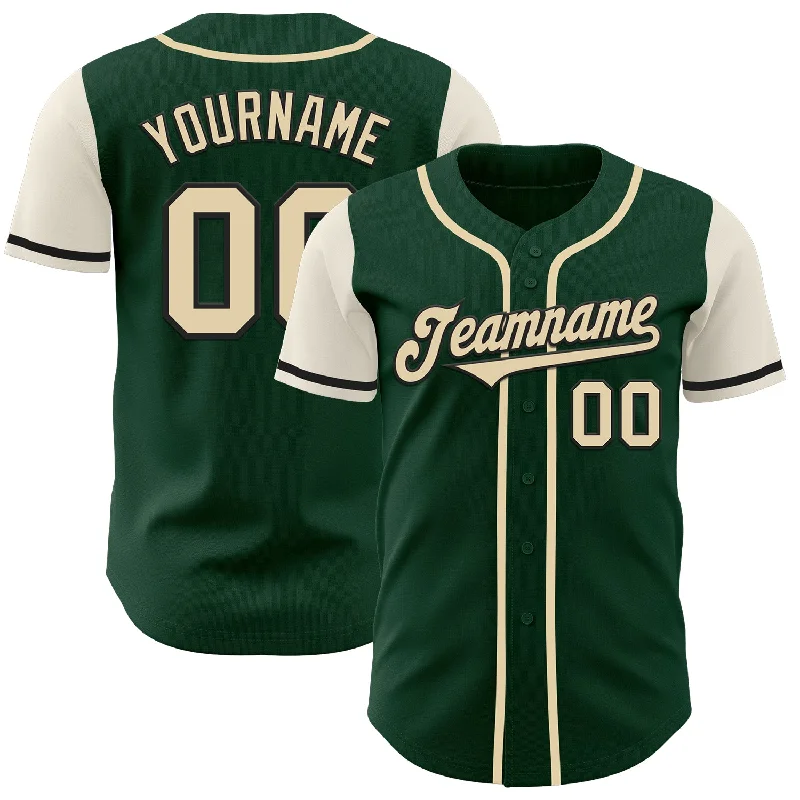 Baseball Jersey with Club Details-Custom Green Cream-Black Authentic Two Tone Baseball Jersey