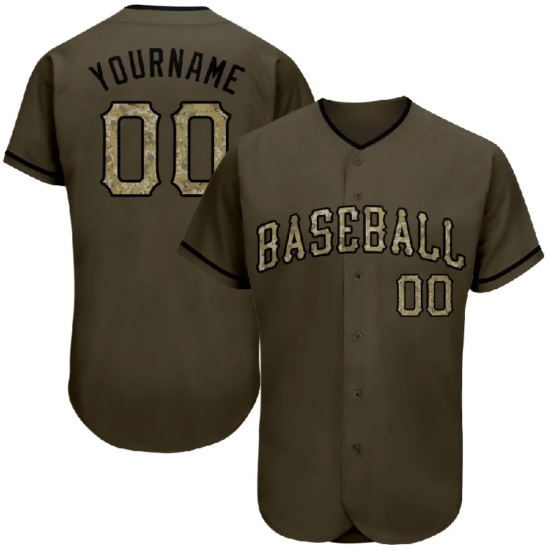 Baseball Jersey for Sale-Custom Olive Camo-Black Authentic Salute To Service Baseball Jersey