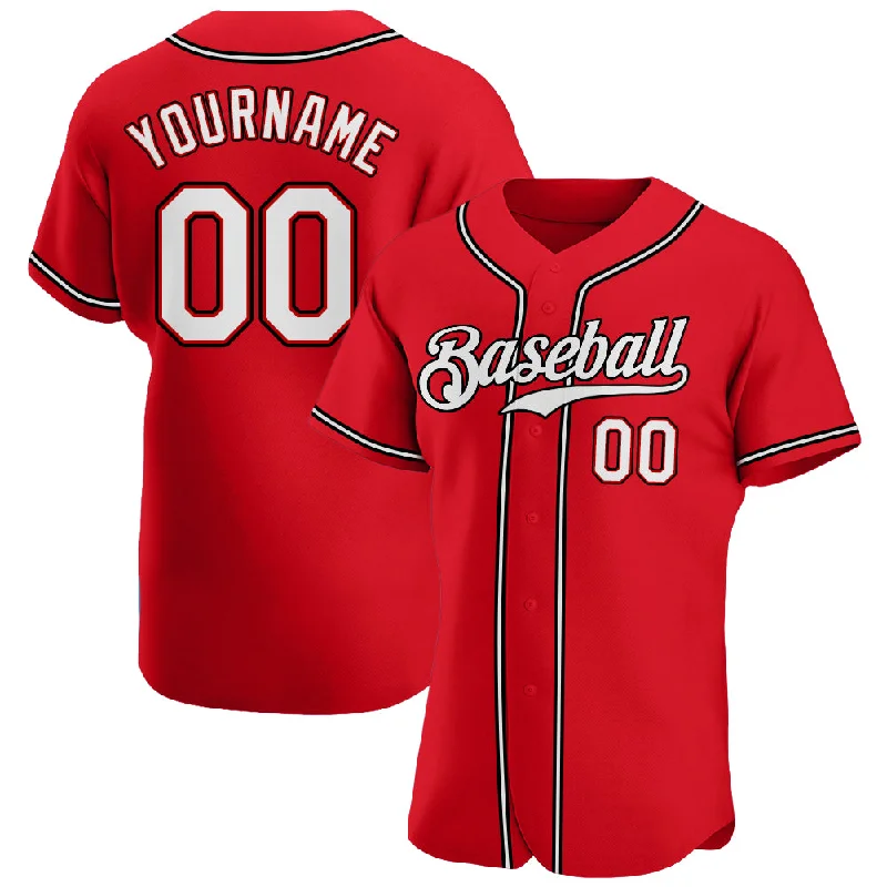 Baseball Jersey for Sports Merchandising-Custom Red White-Black Authentic Baseball Jersey