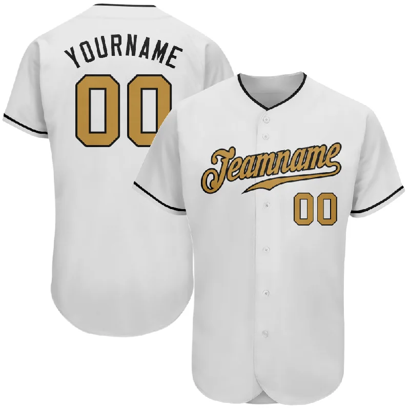 Baseball Jersey for Major League Fans-Custom White Old Gold-Black Authentic Baseball Jersey