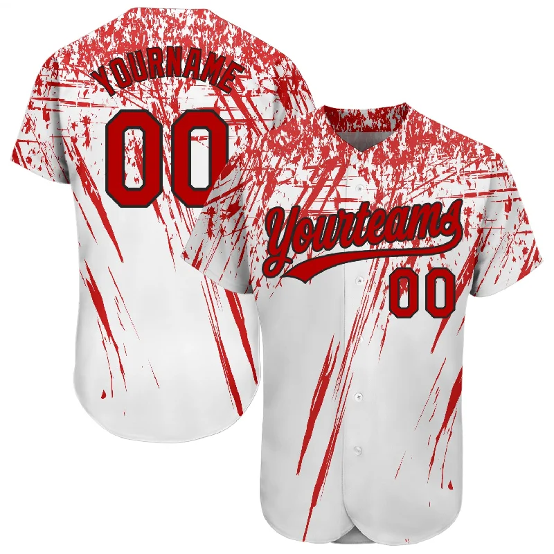 Baseball Jersey for College Students-Custom White Red-Black 3D Pattern Design Authentic Baseball Jersey