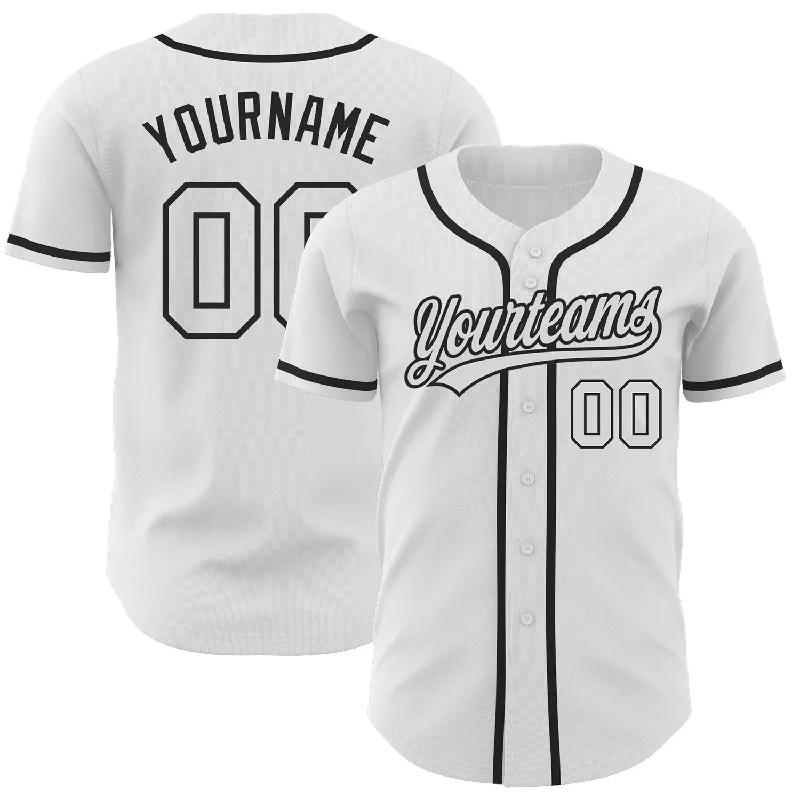 Custom Baseball Jersey with Bold Prints-Custom White White-Black Authentic Baseball Jersey