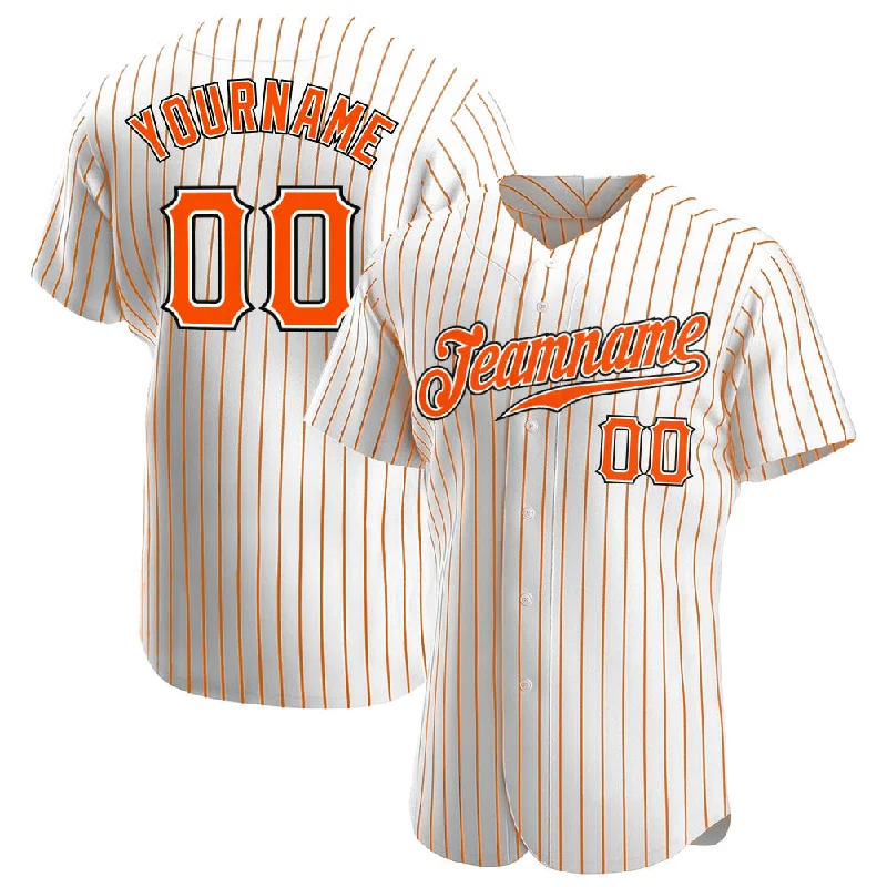 Baseball Jersey for High School Baseball-Custom White Orange Pinstripe Orange-Black Authentic Baseball Jersey