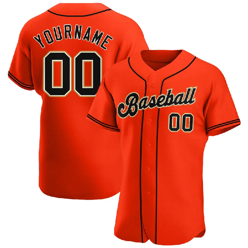 Baseball Jersey with Athletic Fit-Custom Orange Black-Cream Authentic Baseball Jersey