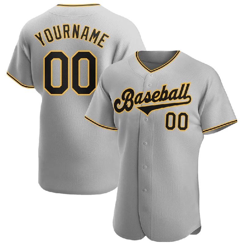 Youth Baseball Jersey-Custom Gray Black-Gold Authentic Baseball Jersey