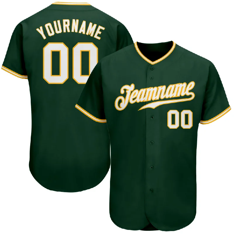 Baseball Jersey for Baseball Clubs-Custom Green White-Gold Authentic Baseball Jersey