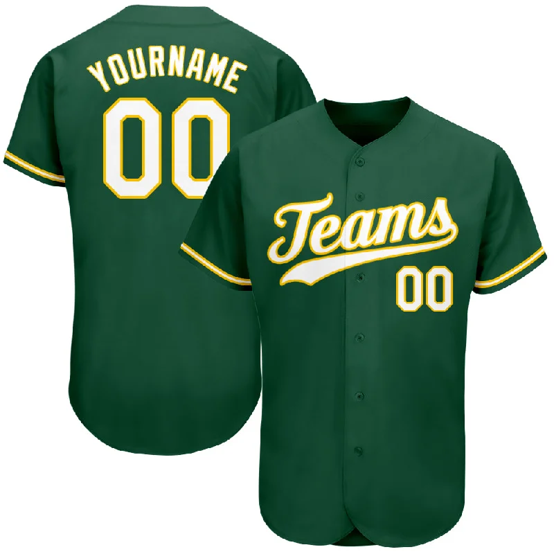 Baseball Jersey for Baseball Championships-Custom Kelly Green White-Gold Authentic Baseball Jersey