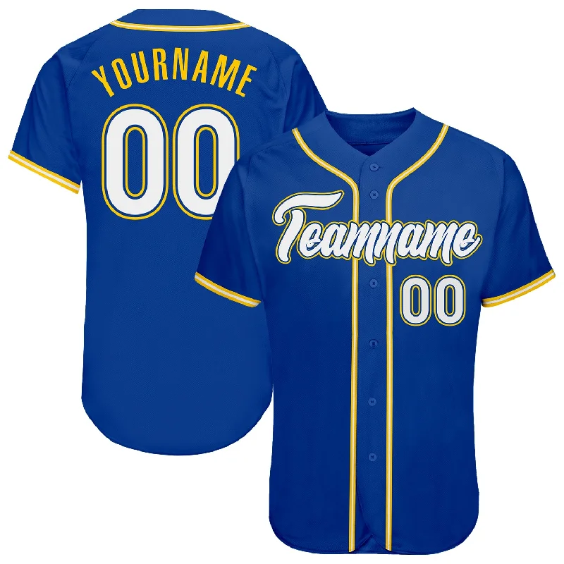 Baseball Jersey for League Players-Custom Royal White-Gold Authentic Baseball Jersey