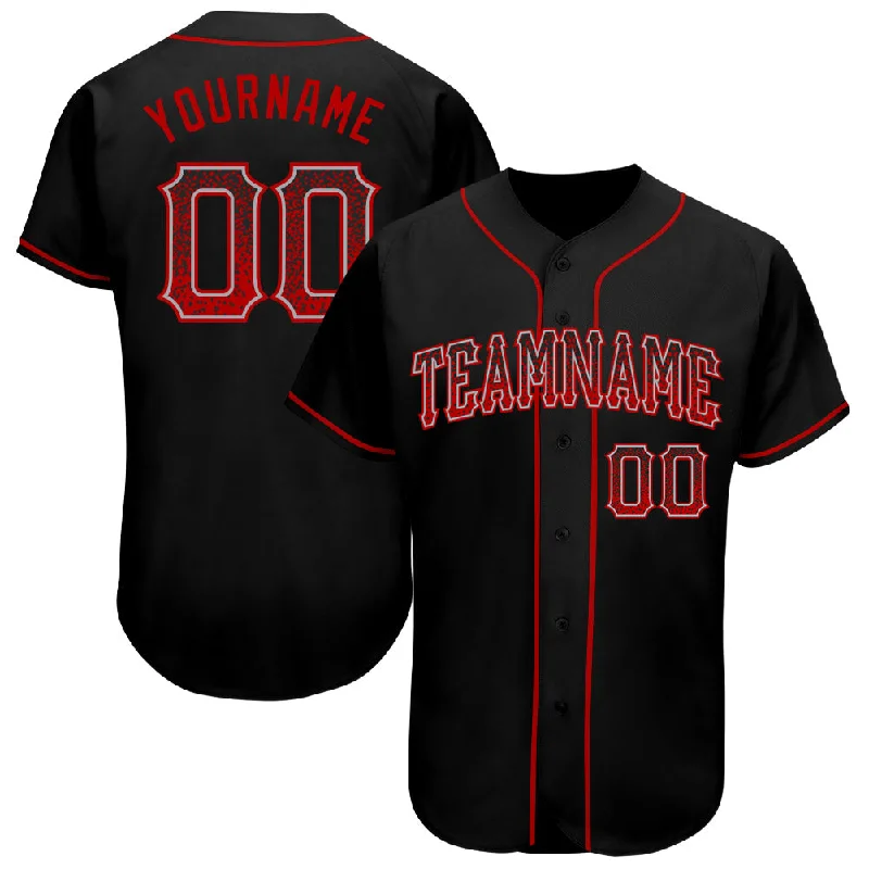 Baseball Jersey with Player Name-Custom Black Red-Gray Authentic Drift Fashion Baseball Jersey