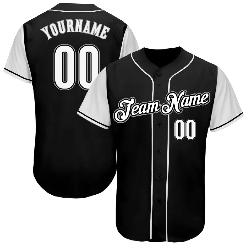 High School Baseball Jersey-Custom Black White-Gray Authentic Two Tone Baseball Jersey