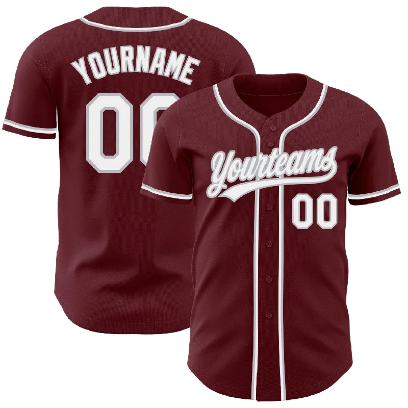 Baseball Jersey with Retro Colors-Custom Burgundy White-Gray Authentic Baseball Jersey