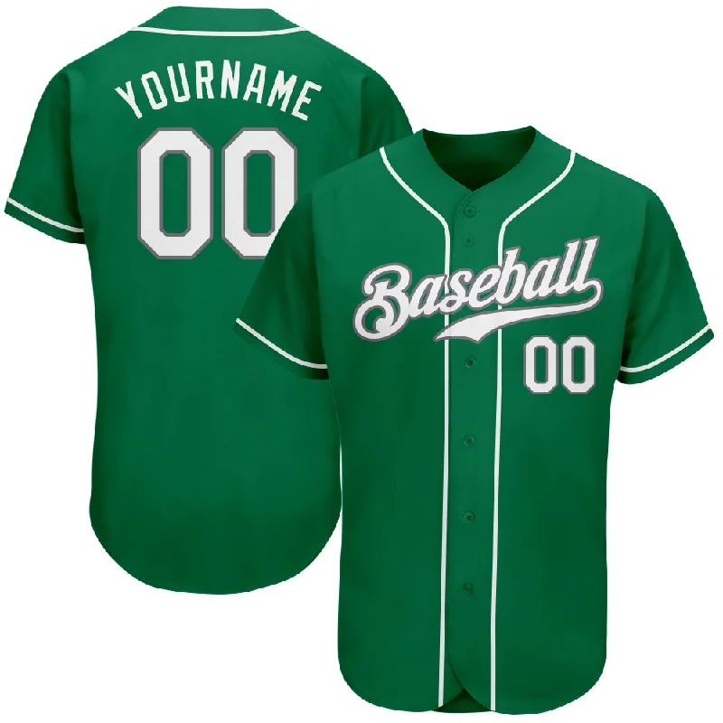 Baseball Jersey with Elastic Waist-Custom Kelly Green White-Gray Authentic St. Patrick's Day Baseball Jersey