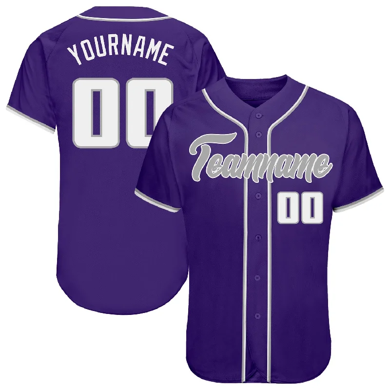 Retro Baseball Jersey-Custom Purple White-Gray Authentic Baseball Jersey