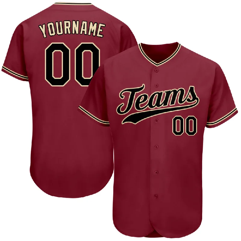 Baseball Jersey for Sport Events-Custom Crimson Black-City Cream Authentic Baseball Jersey