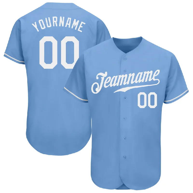 Adult Baseball Jersey-Custom Light Blue White Authentic Baseball Jersey