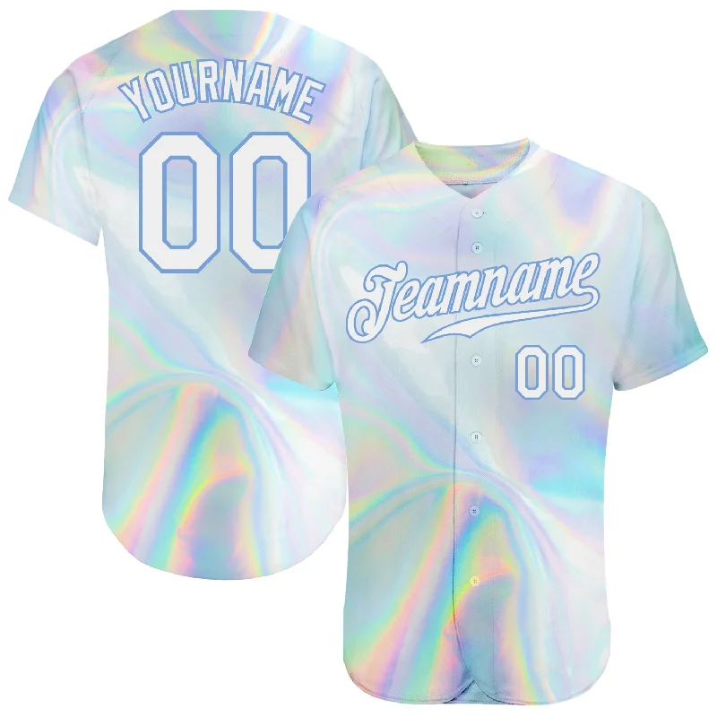 Custom Baseball Jersey with Bold Prints-Custom 3D Pattern Design Abstract Trendy Holographic Vaporwave Style Authentic Baseball Jersey