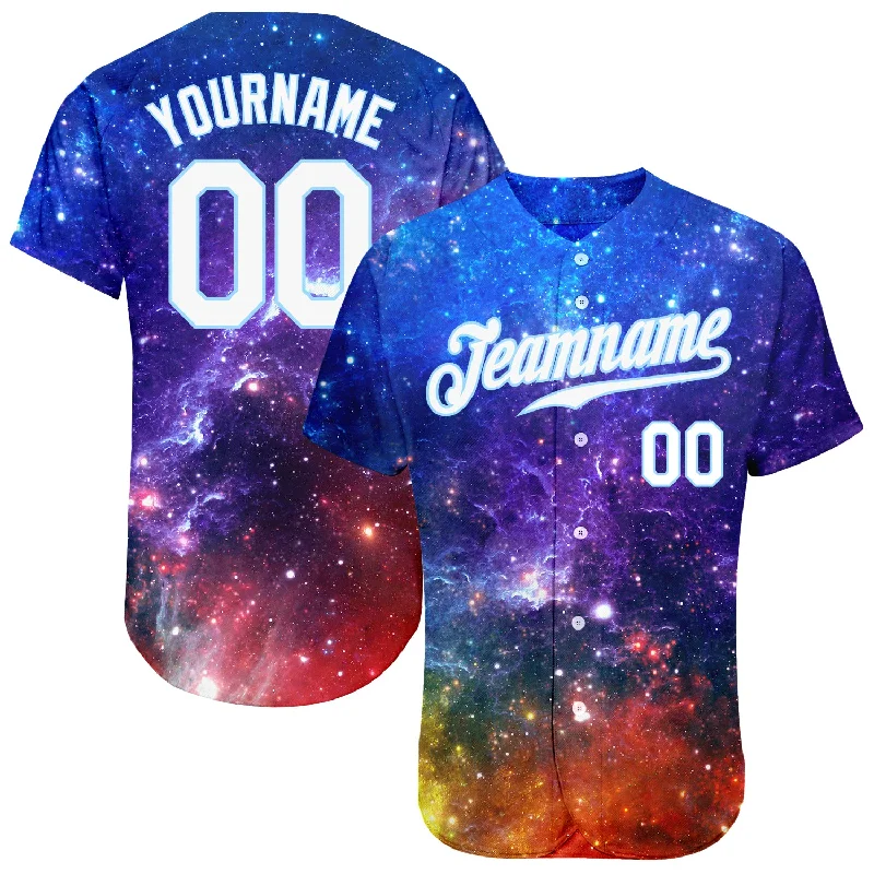 Baseball Jersey for Baseball Championships-Custom Galactic White-Light Blue 3D Authentic Baseball Jersey