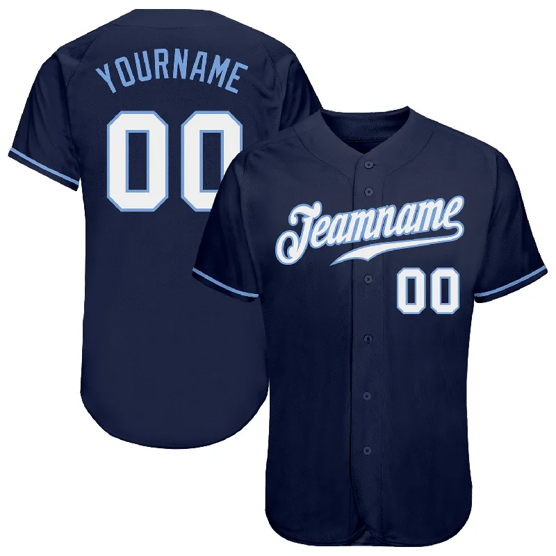 Baseball Jersey for Fan Support-Custom Navy White-Light Blue Authentic Baseball Jersey