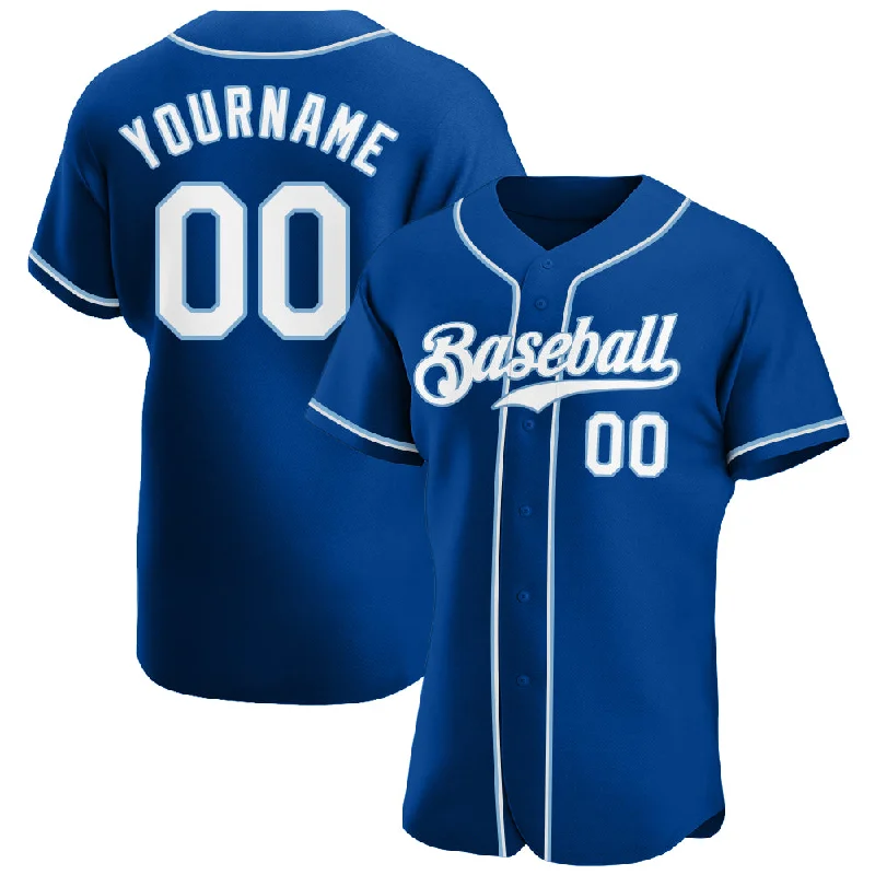 Baseball Jersey with Quick-Dry Technology-Custom Royal White-Light Blue Authentic Baseball Jersey