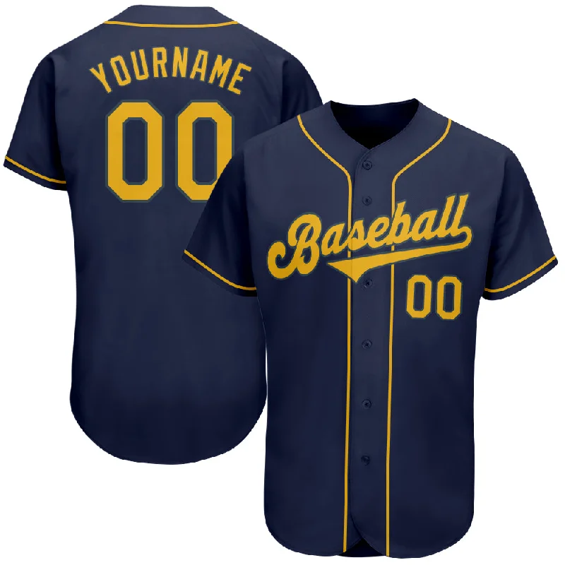 Baseball Jersey with Multi-color Design-Custom Navy Gold Authentic Baseball Jersey