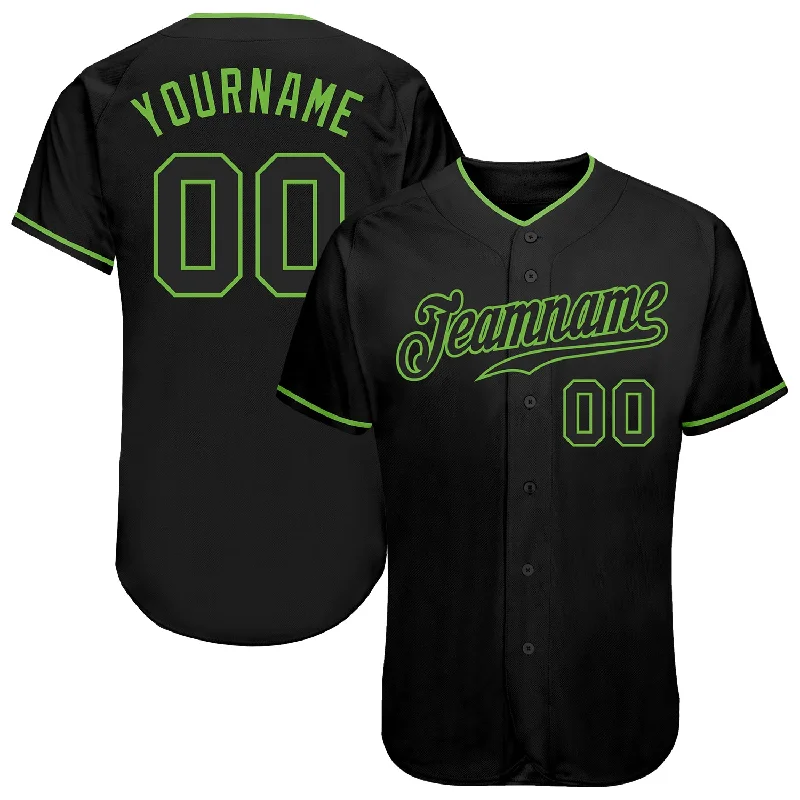 Baseball Jersey for Youth Teams-Custom Black Black-Neon Green Authentic Baseball Jersey