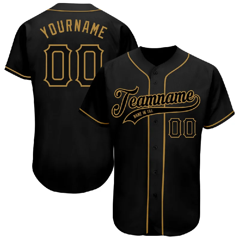 Baseball Jersey for School Events-Custom Black Black-Old Gold Authentic Baseball Jersey