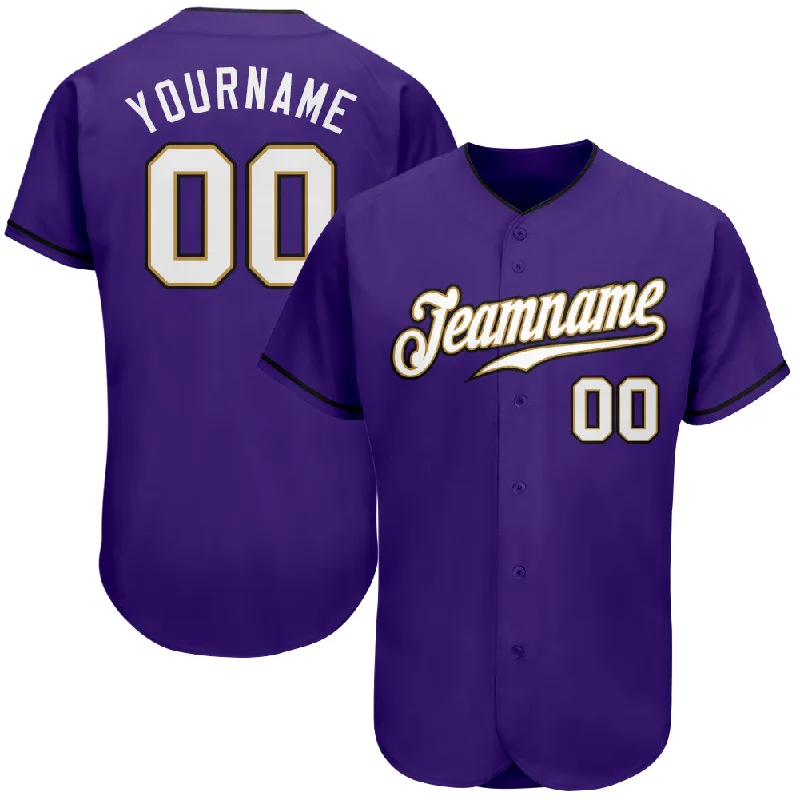 Baseball Jersey with New Style-Custom Purple White-Old Gold Authentic Baseball Jersey