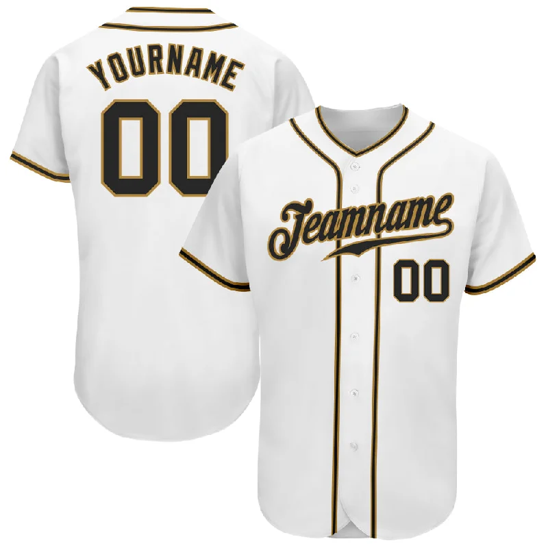 Baseball Jersey for College Teams-Custom White Black-Old Gold Authentic Baseball Jersey