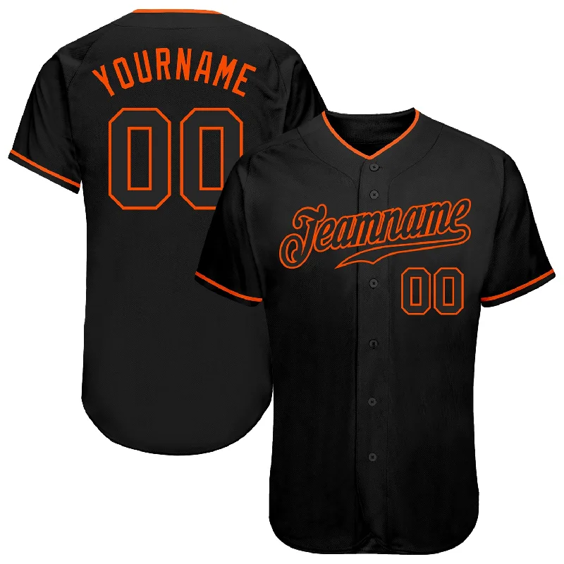 Baseball Jersey for Sport Events-Custom Black Black-Orange Authentic Baseball Jersey