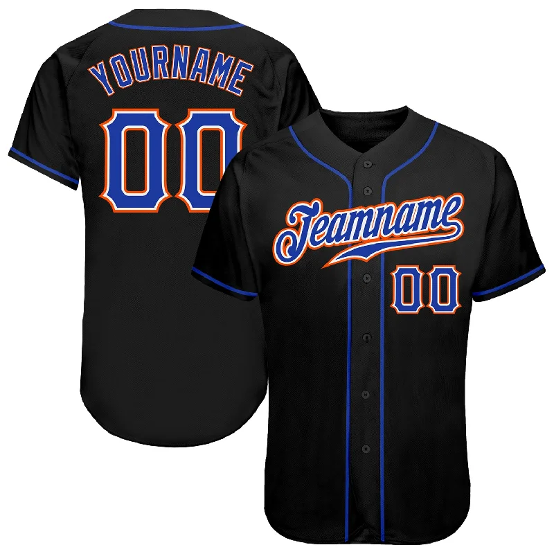 Baseball Jersey with Classic Design-Custom Black Royal-Orange Authentic Baseball Jersey