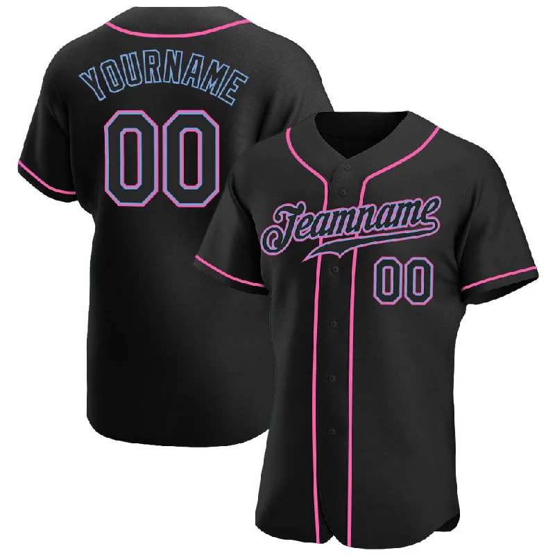 Comfortable Baseball Jersey-Custom Black Black-Pink Authentic Baseball Jersey