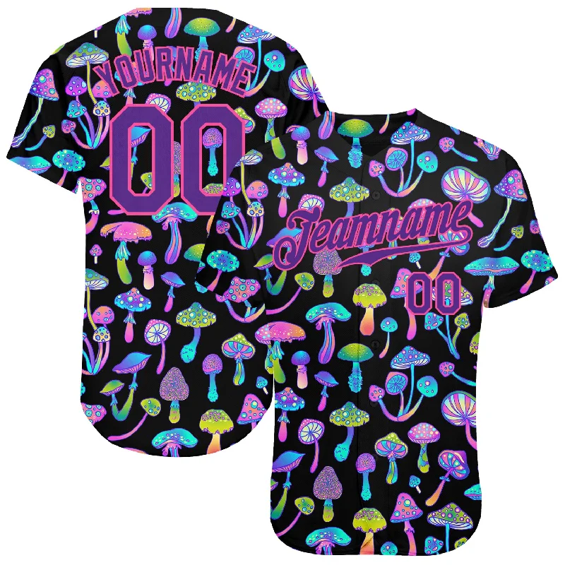 Baseball Jersey for Summer League-Custom 3D Pattern Design Magic Mushrooms Psychedelic Hallucination Authentic Baseball Jersey