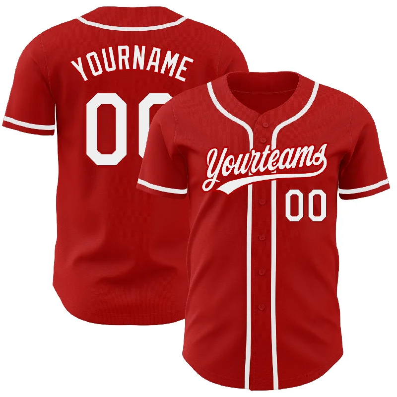 Baseball Jersey with Name-Custom Red White Authentic Baseball Jersey